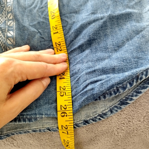 Lucky Brand Western Button Up Metallic Trim Denim Shirt Sz L - Picture 8 of 8